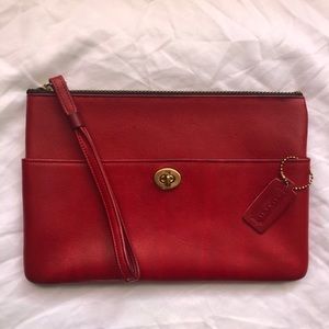 Rare Vintage Coach Pre Creed Red Turnlock Clutch